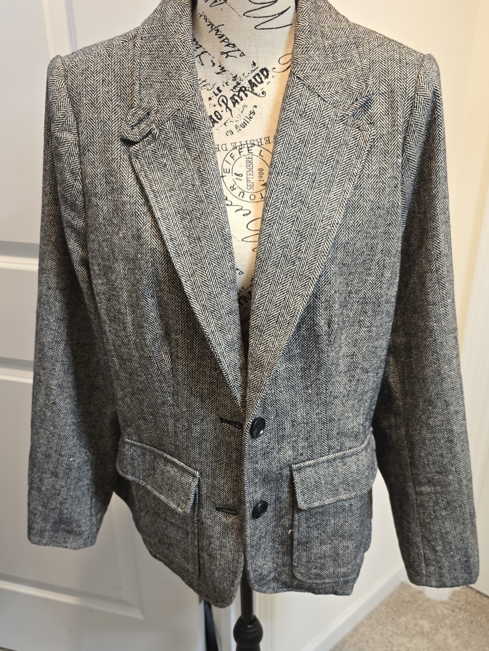 JODIFL -Classic Herringbone Black/Cream Blazer -